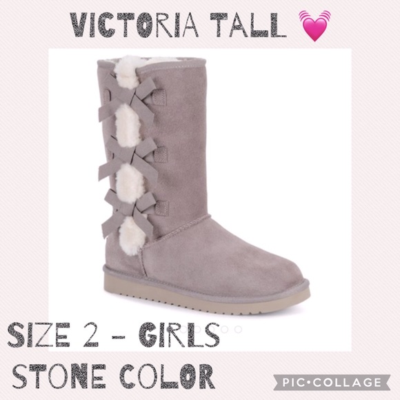 Black Friday DEAL🖤UGG Koolaburra Victoria Tall in Stone girls size 2 LIKE NEW - Picture 1 of 1